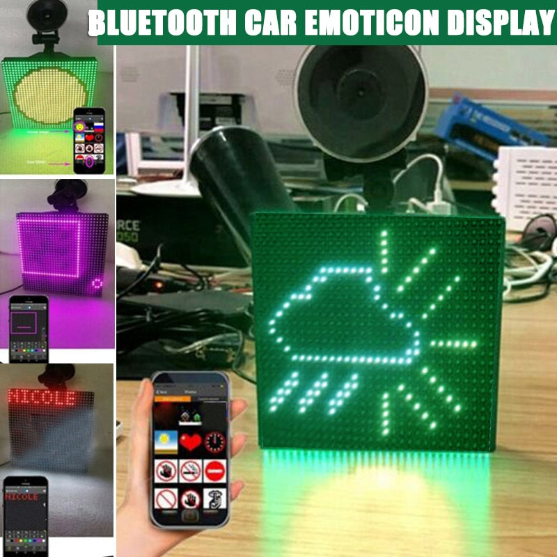 LED Display Screen Controlled Images Custom Emoticons Car LED Display Screen Picture Lights Mini Accent Spotlights PUO88