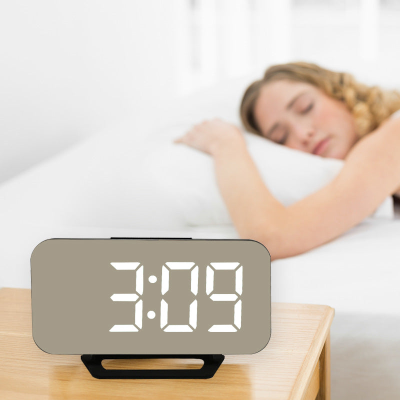 Creative new student electronic brightness can regulate mirror alarm clock LED digital display night light stressed greed alarm clock