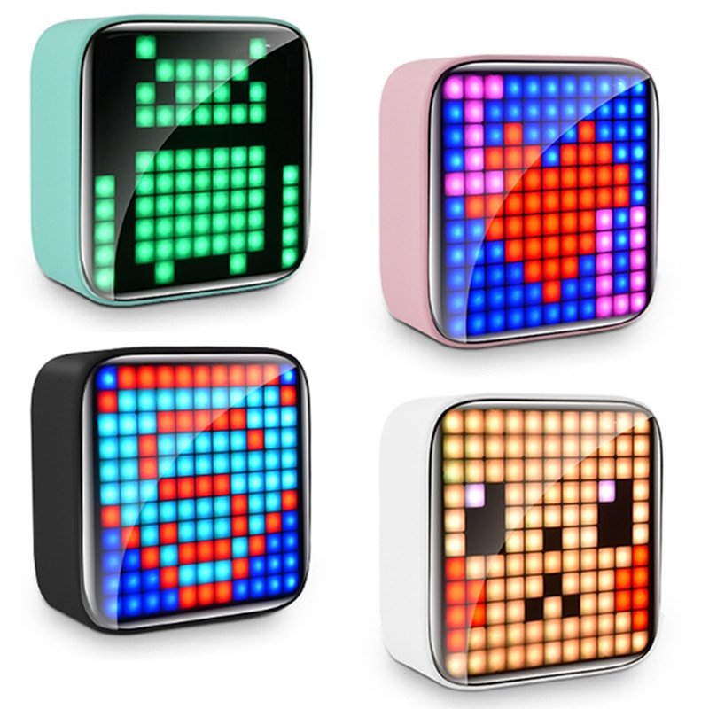 Retro Pixel Art Portable Bluetooth Speaker LED Display Board for Cute Gift Home Light Decoration Mini Hifi speaker