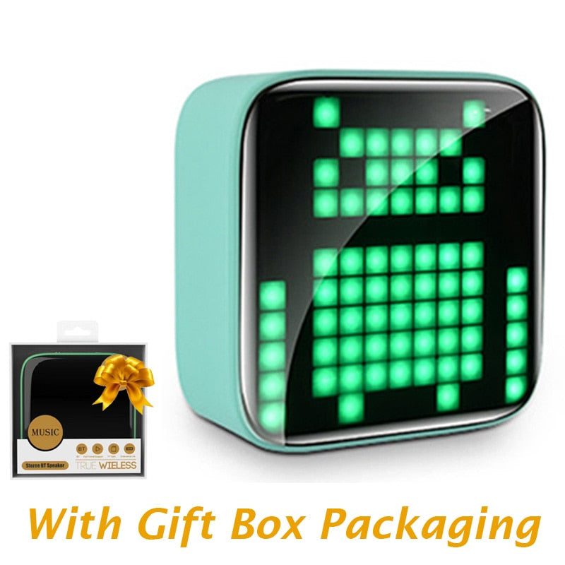 Retro Pixel Art Portable Bluetooth Speaker LED Display Board for Cute Gift Home Light Decoration Mini Hifi speaker